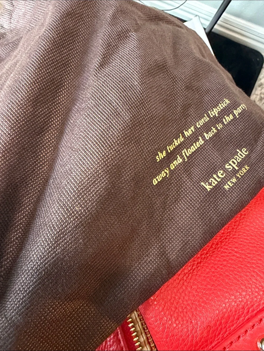 kate spade Red Leather Satchel with Gold-Tone Hardware